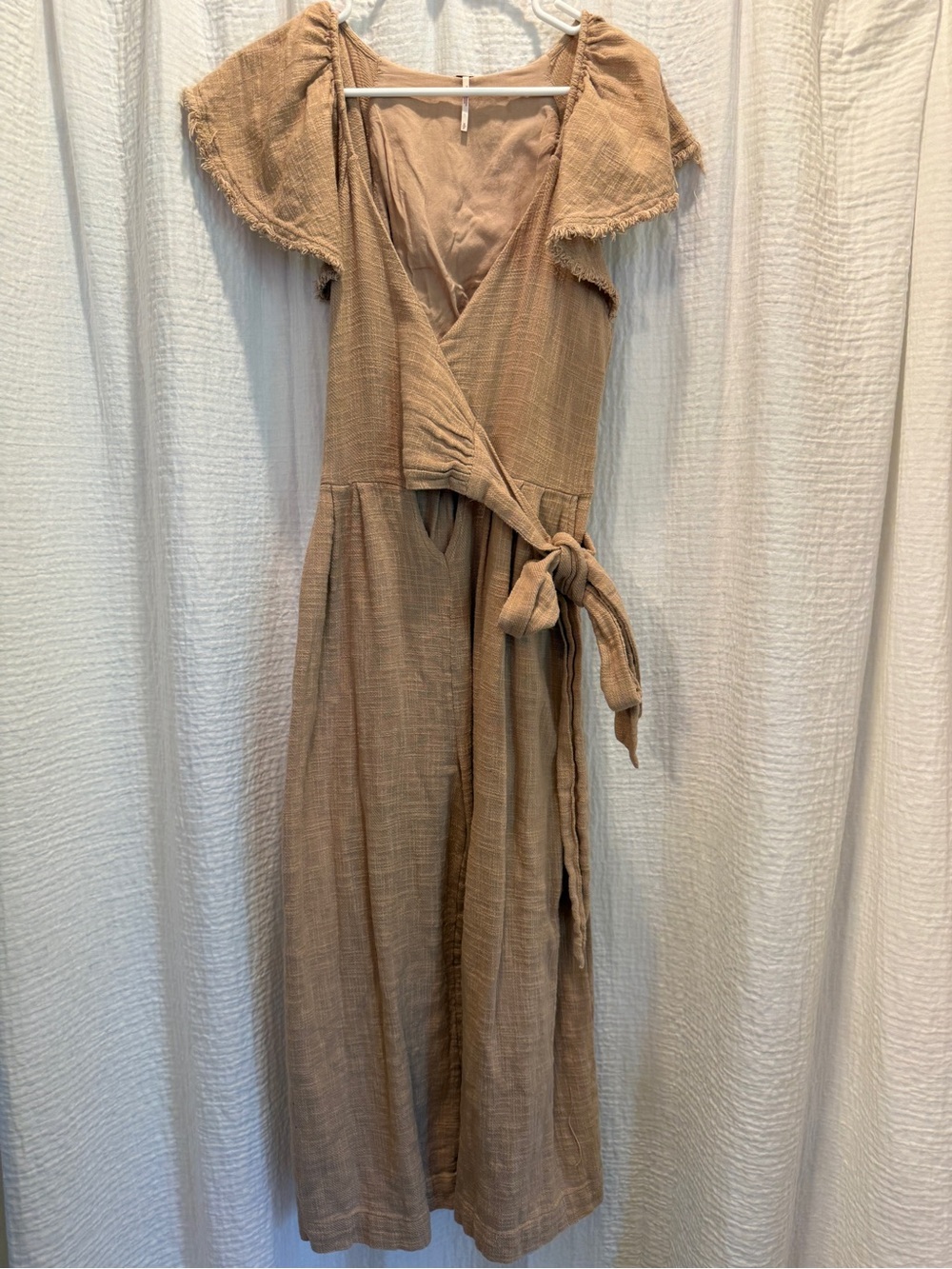 Free People Gauze Jumpsuit Tan Small